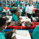 Ethiopian workers and Chinese management in the Huajian shoe factory in the Eastern Industry Zone near Addis Ababa, a Special Economic Zone modelled after China’s southern city of Shenzhen.